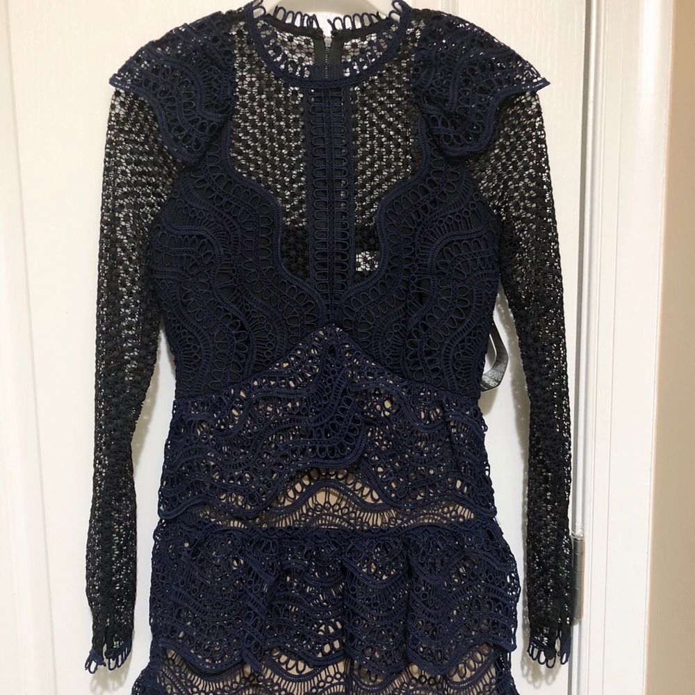 Self Portrait Tiered Lace Mini Dress UK 6/US 2